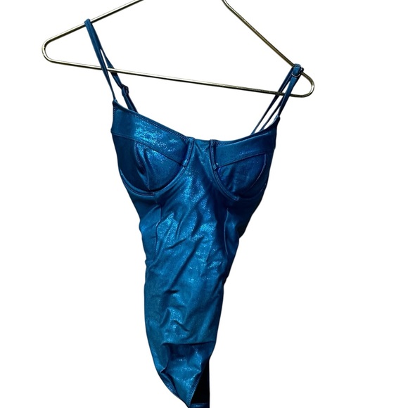 Solid & Striped Moroccan Blue Shimmer Underwire One-Piece Swimsuit Medium - Picture 8 of 16